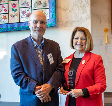 David Barnette, Chairman of Concord University’s Board of Governors, with President Dr. Kendra Boggess. President Boggess has been inducted into West Virginia Executive magazine’s Sharp Shooters Class of 2023.
